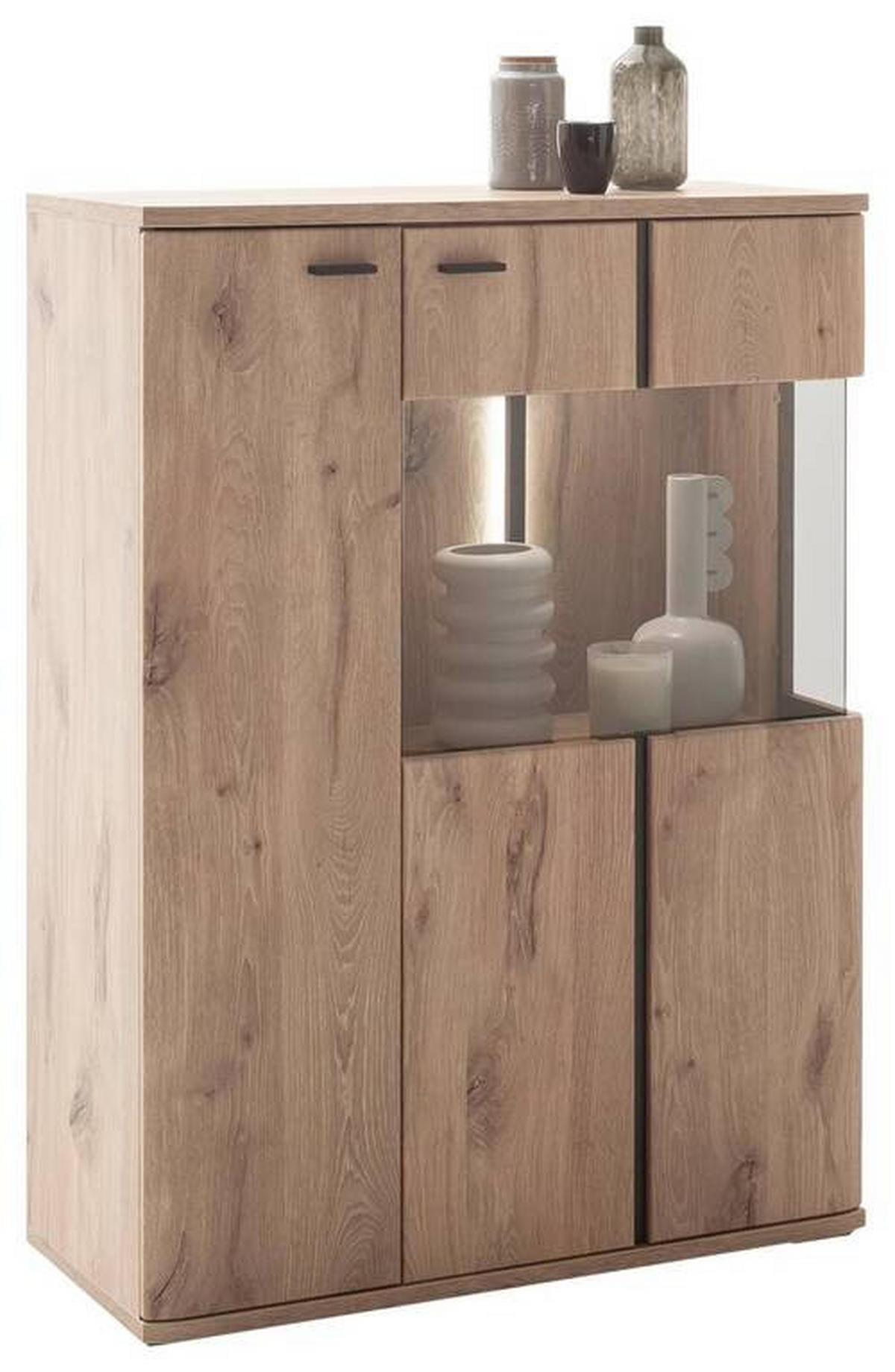 HIGHBOARD  in 90/121/38 cm  - Eichefarben/Anthrazit, KONVENTIONELL, Holzwerkstoff/Metall (90/121/38cm) - Cantus