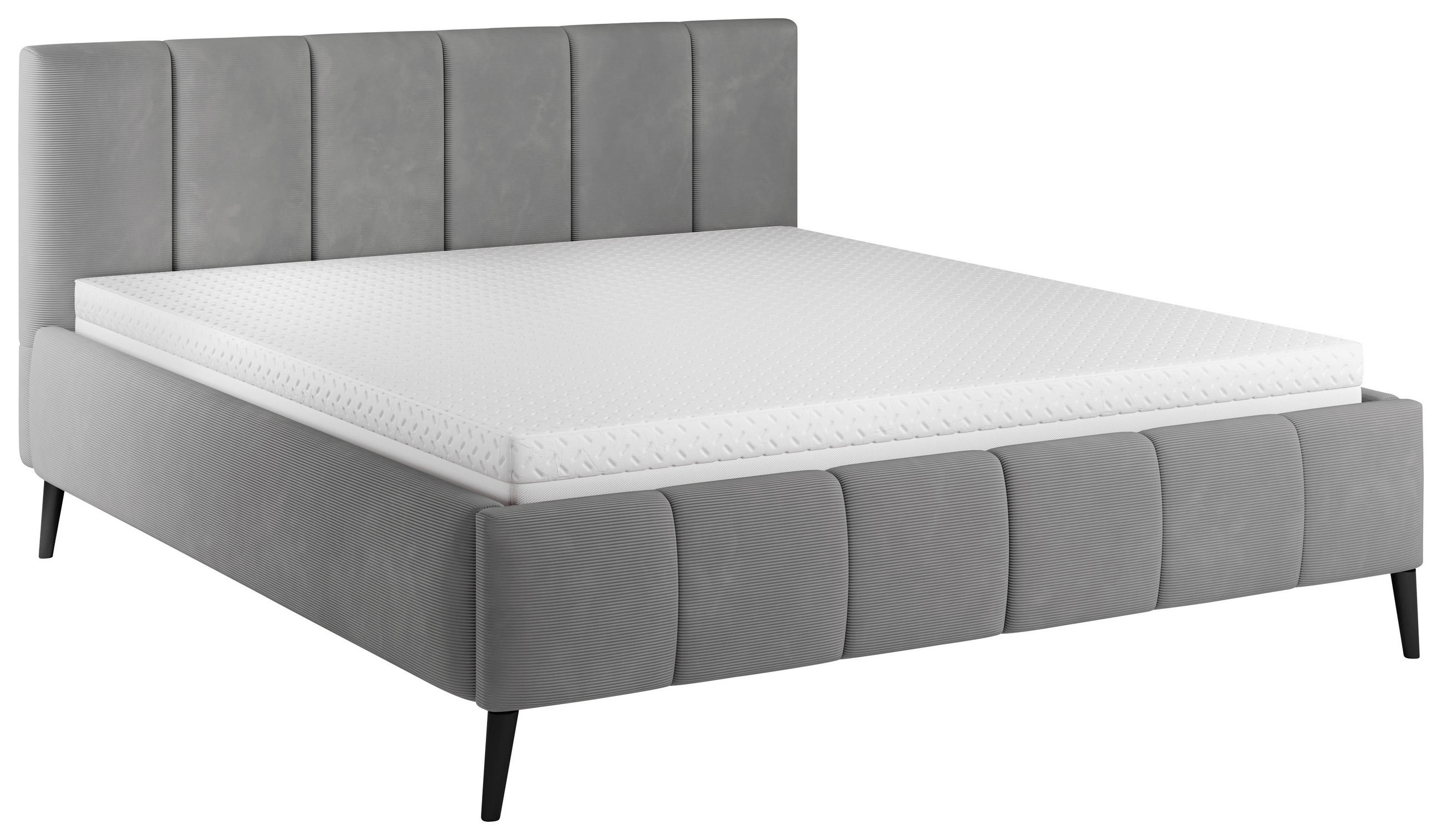 POLSTERBETT gepolstertes Kopfteil, Lattenrost 140/200 cm in Grau - Schwarz/Naturfarben, Trend, Holz/Textil (140/200cm) - home24