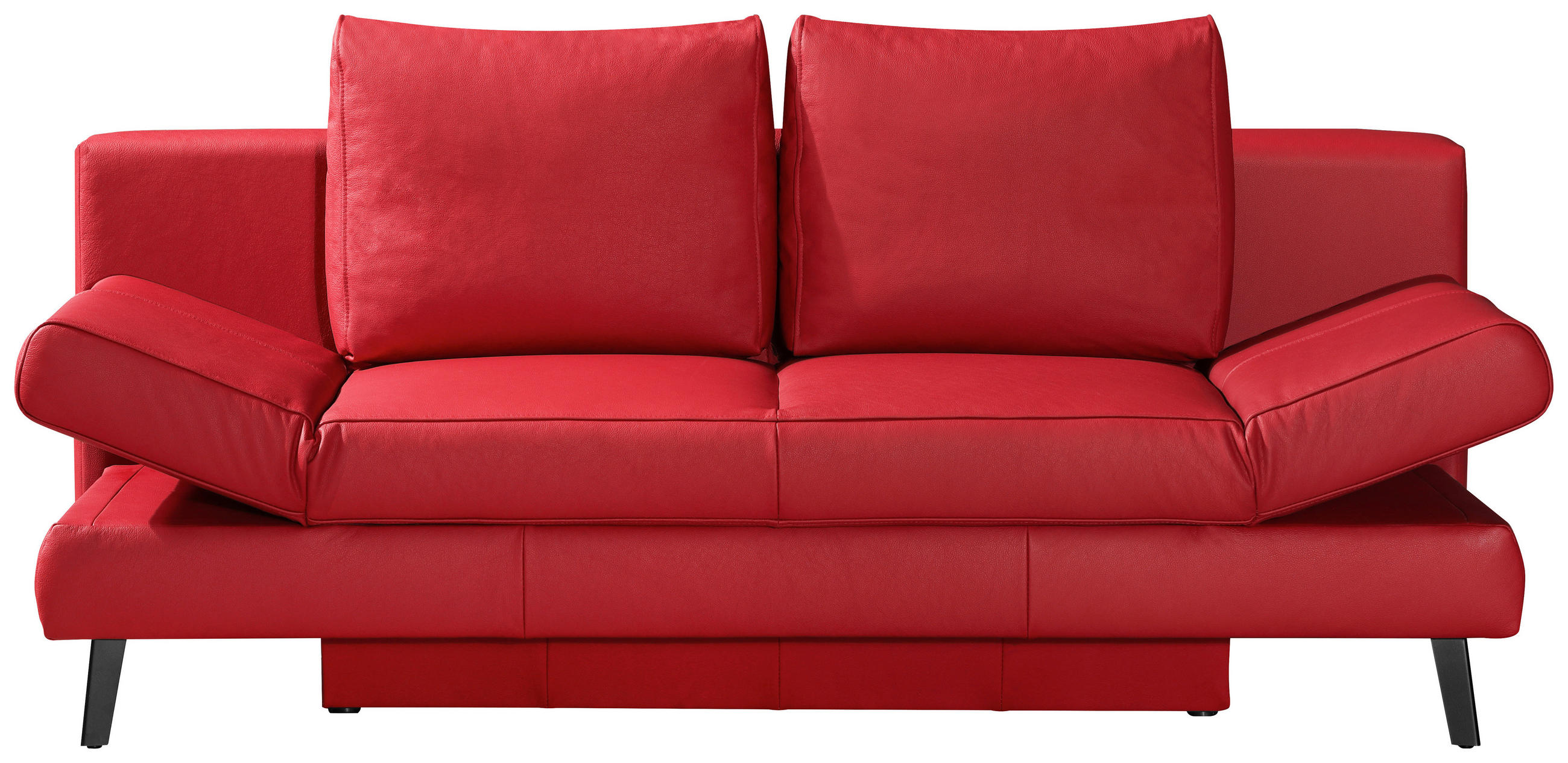 SCHLAFSOFA Echtleder Rot  - Rot/Schwarz, Modern, Leder/Metall (200/85/90cm) - Novel