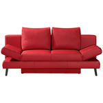 SCHLAFSOFA Rot Echtleder  - Rot/Schwarz, MODERN, Leder/Metall (200/85/90cm) - Novel