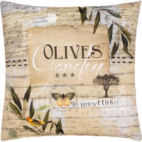 PERNĂ DECORATIVĂ 48/48 cm  - bej/verde, Konventionell, textil (48/48cm)