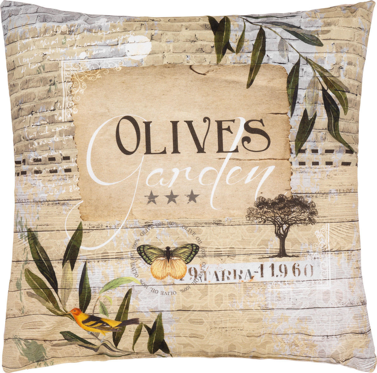 PERNĂ DECORATIVĂ 48/48 cm  - bej/verde, Konventionell, textil (48/48cm)