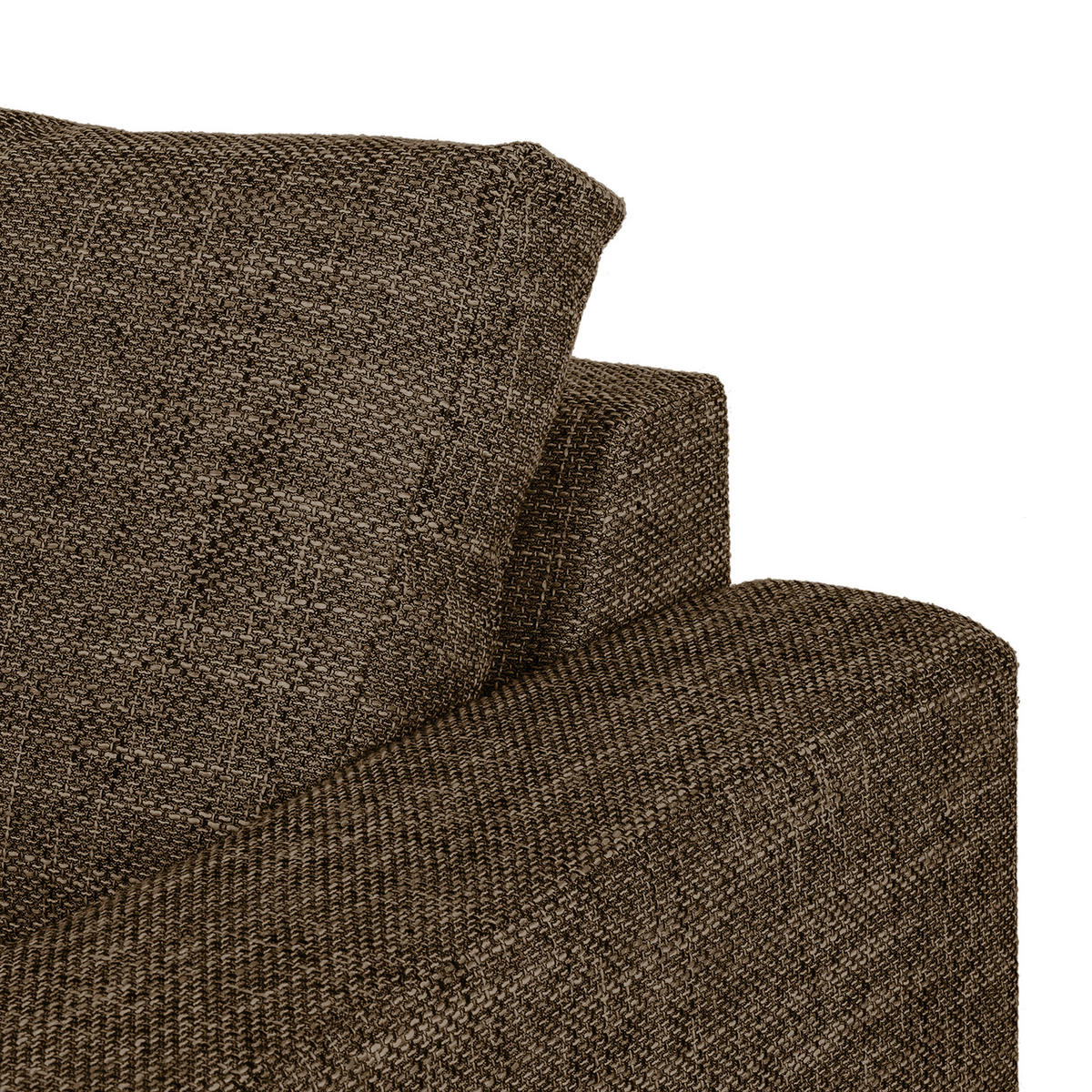 ECKSOFA Braun Struktur  - Chromfarben/Braun, Design, Textil/Metall (200/144cm) - MID.YOU
