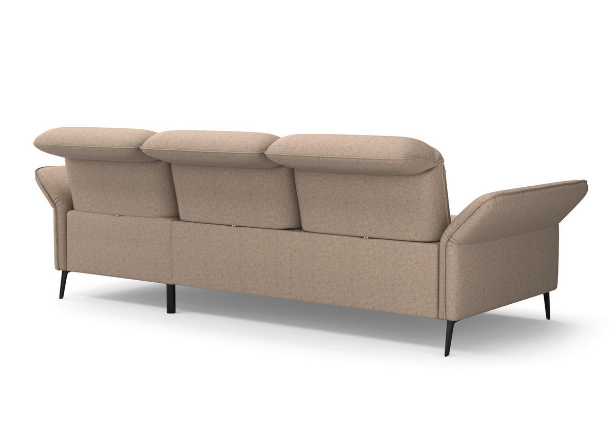 ECKSOFA in Flachgewebe Taupe  - Taupe/Schwarz, Konventionell, Textil/Metall (264/198cm) - Sit & More
