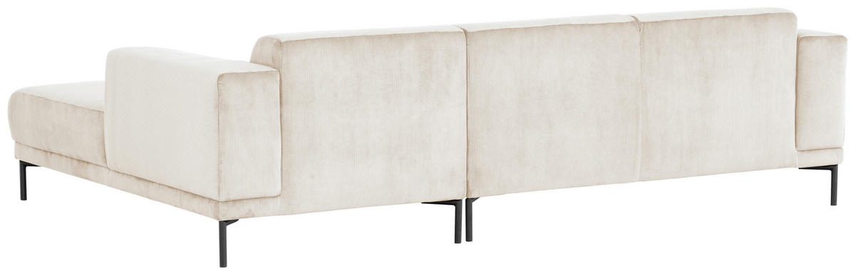 ECKSOFA ERNO Beige Cord  - Beige/Schwarz, Design, Textil/Metall (262/183cm) - MID.YOU