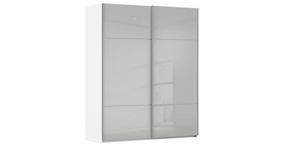SCHWEBETÜRENSCHRANK 162/223/68 cm 2-türig Grau, Weiß - Alufarben/Weiß, KONVENTIONELL, Glas/Holzwerkstoff (162/223/68cm) - Novel