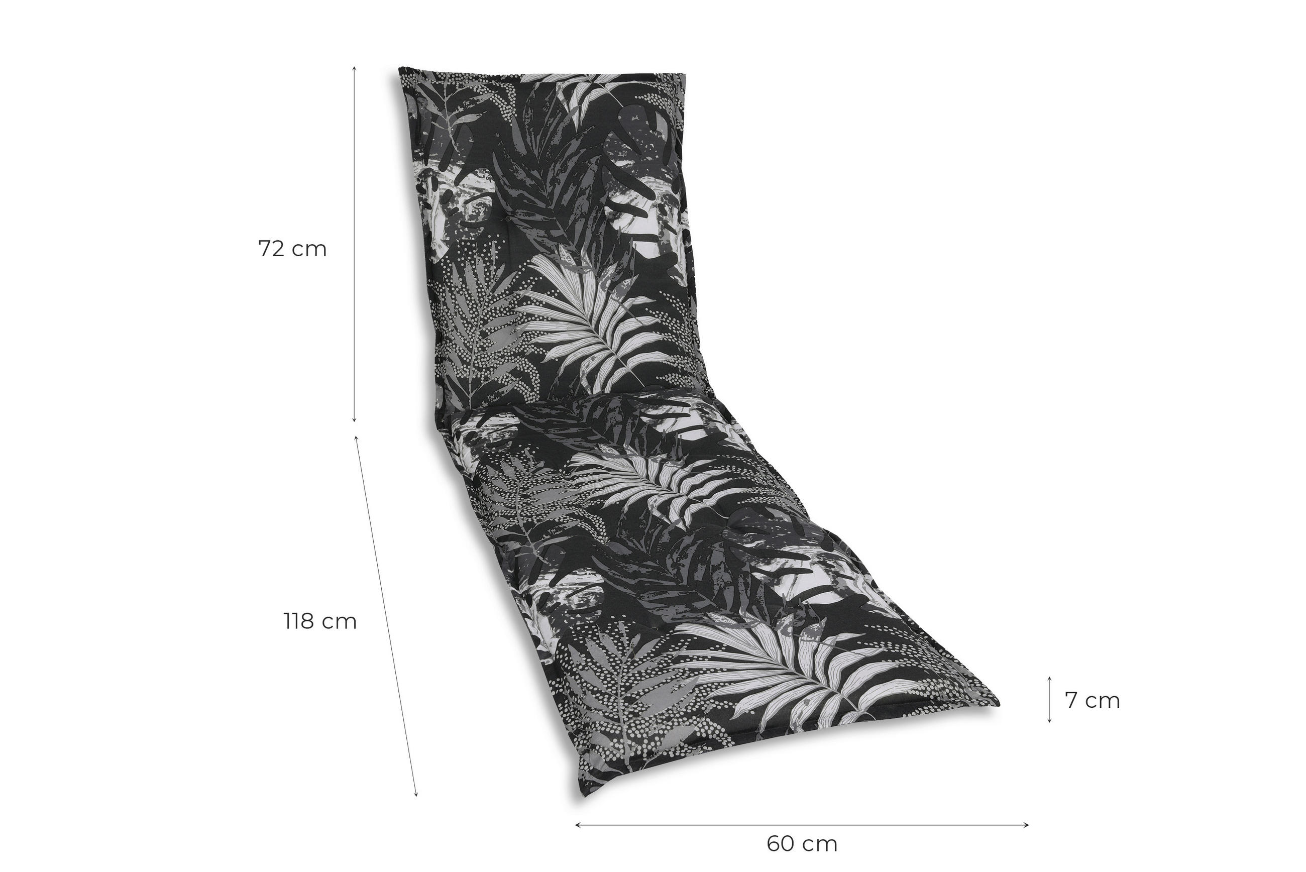 LIEGENAUFLAGE Blätter  - Schwarz/Weiß, Basics, Textil (60/7/190cm)