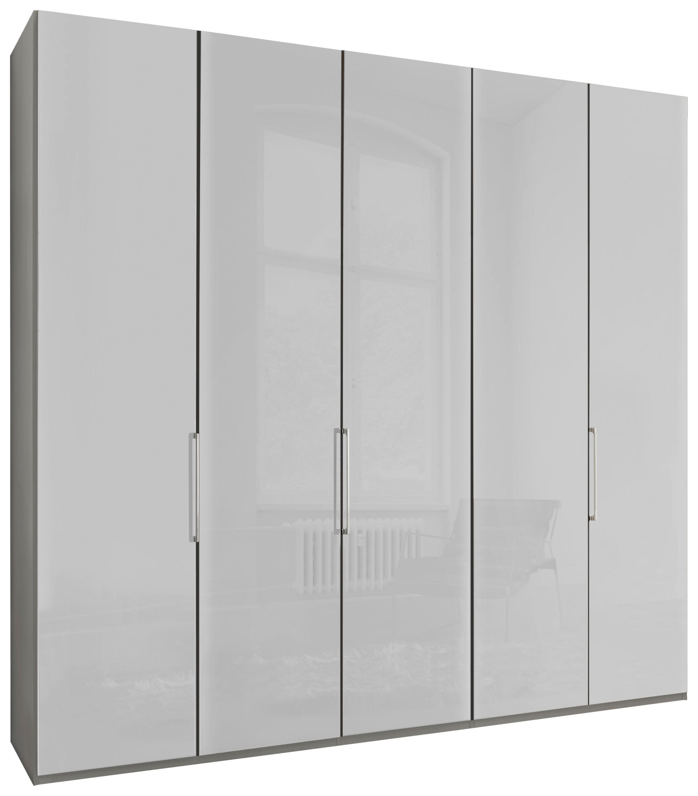 FALTTÜRENSCHRANK 250/236/58 cm 5-türig Grau, Weiß  - Chromfarben/Weiß, KONVENTIONELL, Glas/Holzwerkstoff (250/236/58cm) - Dieter Knoll