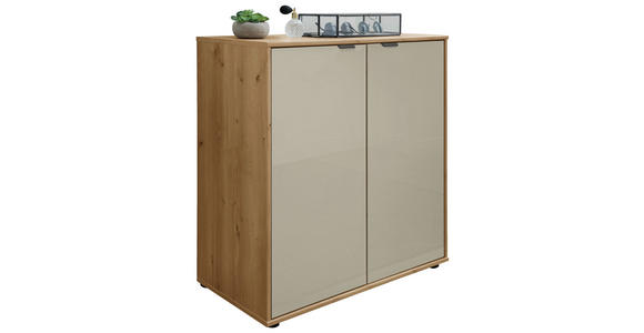 KOMMODE 80/70/43 cm  - Schieferfarben/Eiche Bianco, KONVENTIONELL, Glas/Holzwerkstoff (80/70/43cm) - Dieter Knoll