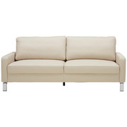 DREISITZER-SOFA in Leder Beige - Chromfarben/Beige, Design, Leder/Metall (204/78/97cm) - Pure Home Lifestyle