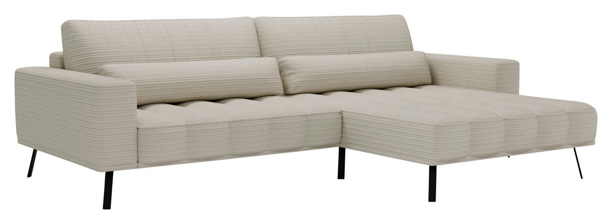 ECKSOFA in Cord Naturfarben  291/204 cm  - Schwarz/Naturfarben, Design, Textil/Metall (291/204cm) - Lomoco