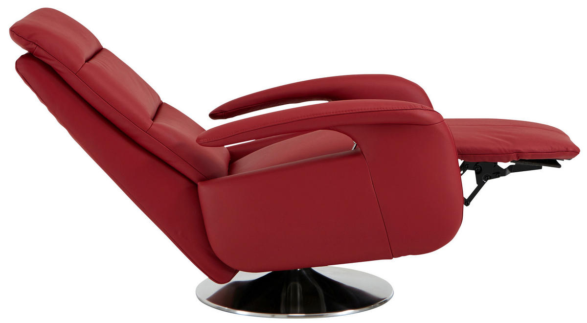 RELAXSESSEL in Leder Rot  - Edelstahlfarben/Rot, Design, Leder/Metall (84/88/110cm) - Beldomo Premium