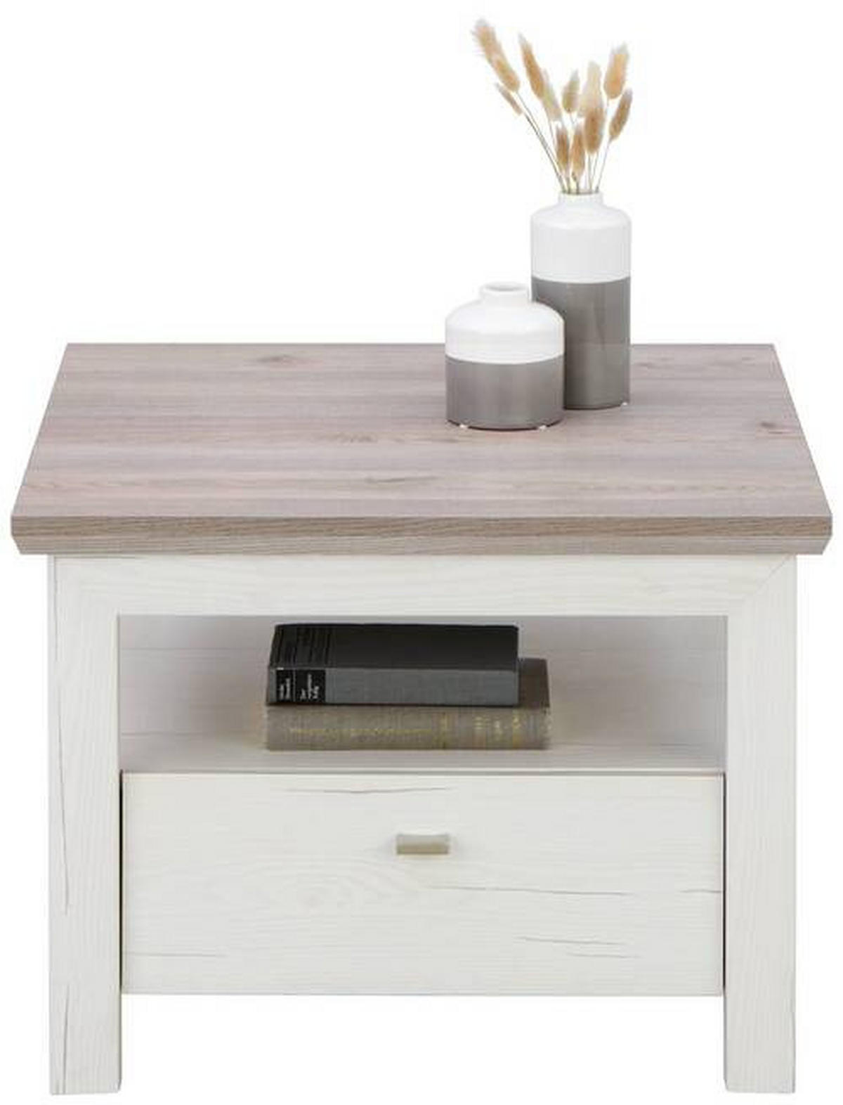 BEISTELLTISCH in Holzwerkstoff 65/65/46,6 cm  - Weiss/Grau, Konventionell, Holzwerkstoff/Metall (65/65/46,6cm) - Hom`in