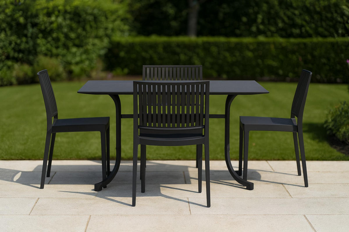 GARTENGARNITUR 5-teilig Stahl 5-teilig  - Anthrazit, Basics, Kunststoff/Metall (57/80/56cm) - Siena Garden