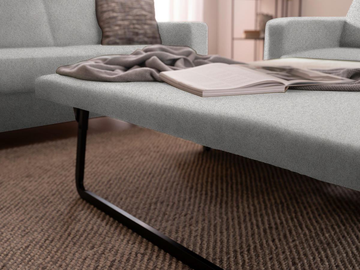 3-SITZER-SOFA in Flachgewebe Hellgrau  - Chromfarben/Hellgrau, Design, Textil/Metall (195/83/85cm) - Xora