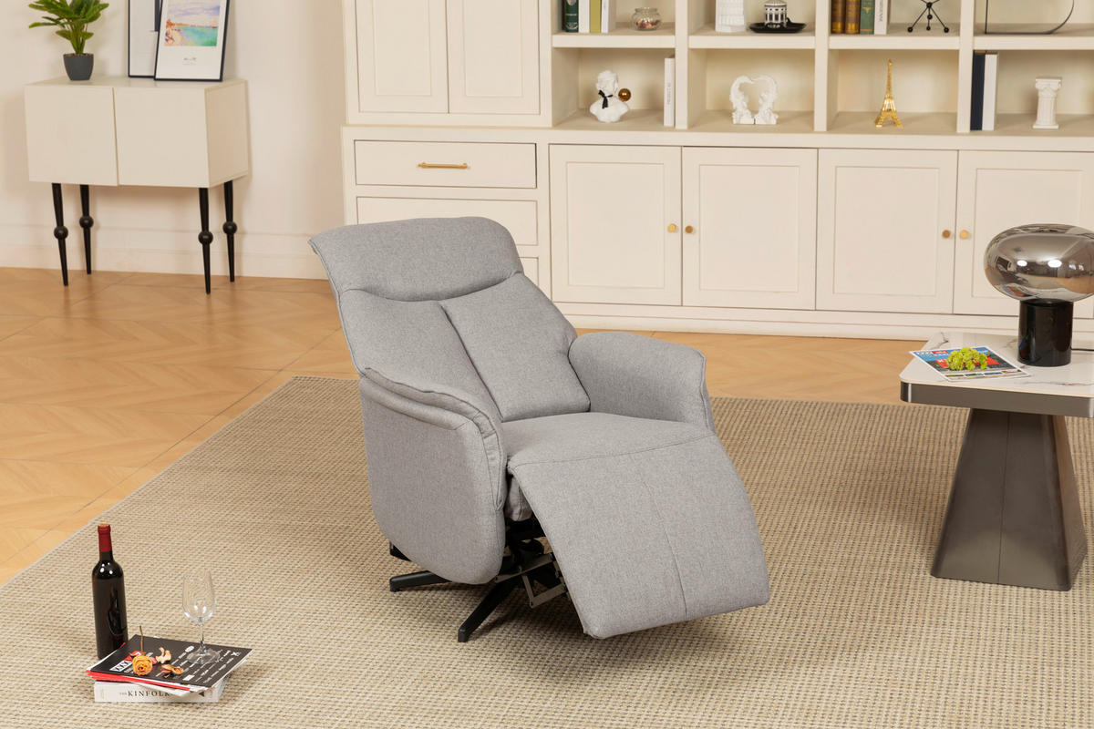 FERNSEHSESSEL  mit Flachgewebe Grau  - Schwarz/Grau, Design, Textil/Metall (71/105/85cm) - MID.YOU