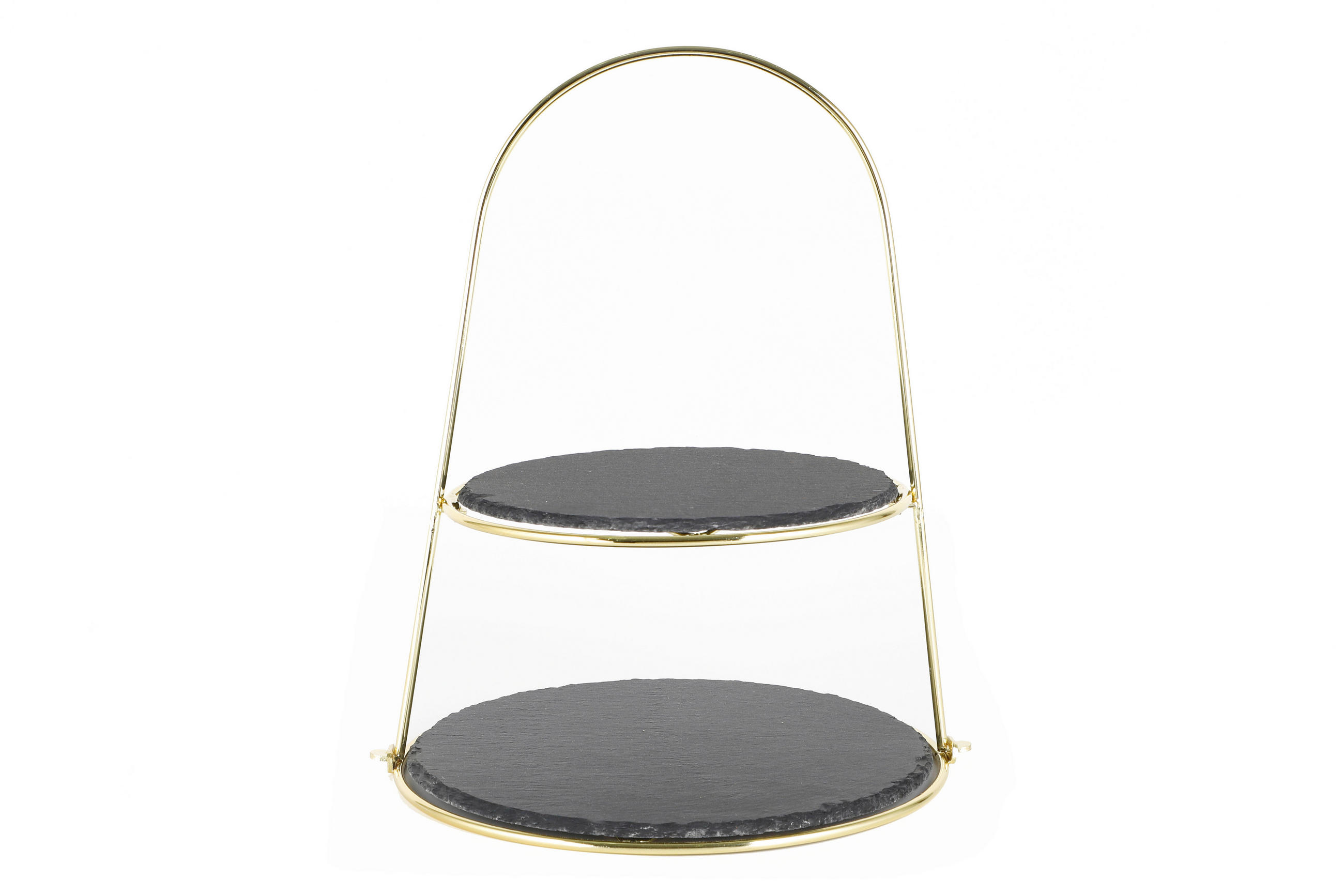 Etagere Rund Metall/stein H: 40 Cm 2-Stöckig