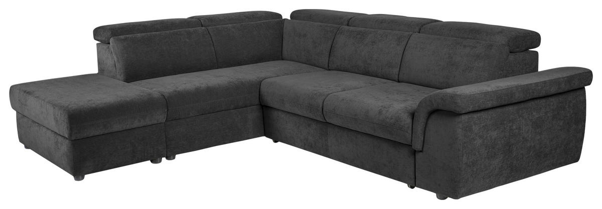 ECKSOFA Schwarz Flachgewebe  - Schwarz, KONVENTIONELL, Kunststoff/Textil (235/280cm) - Carryhome