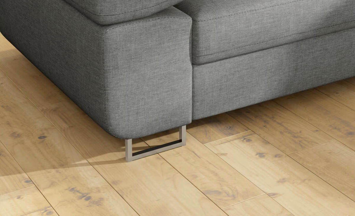 ECKSOFA  Grau Textilgeflecht  - Chromfarben/Grau, Design, Textil/Metall (272/203cm) - MID.YOU