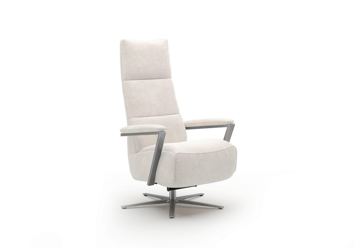 RELAXSESSEL TV VARIO COMFORT E S1 Chenille Kopfteilverstellung, Rücken echt    - Silberfarben/Creme, Basics, Textil/Metall (70/124/85cm) - Sit & More