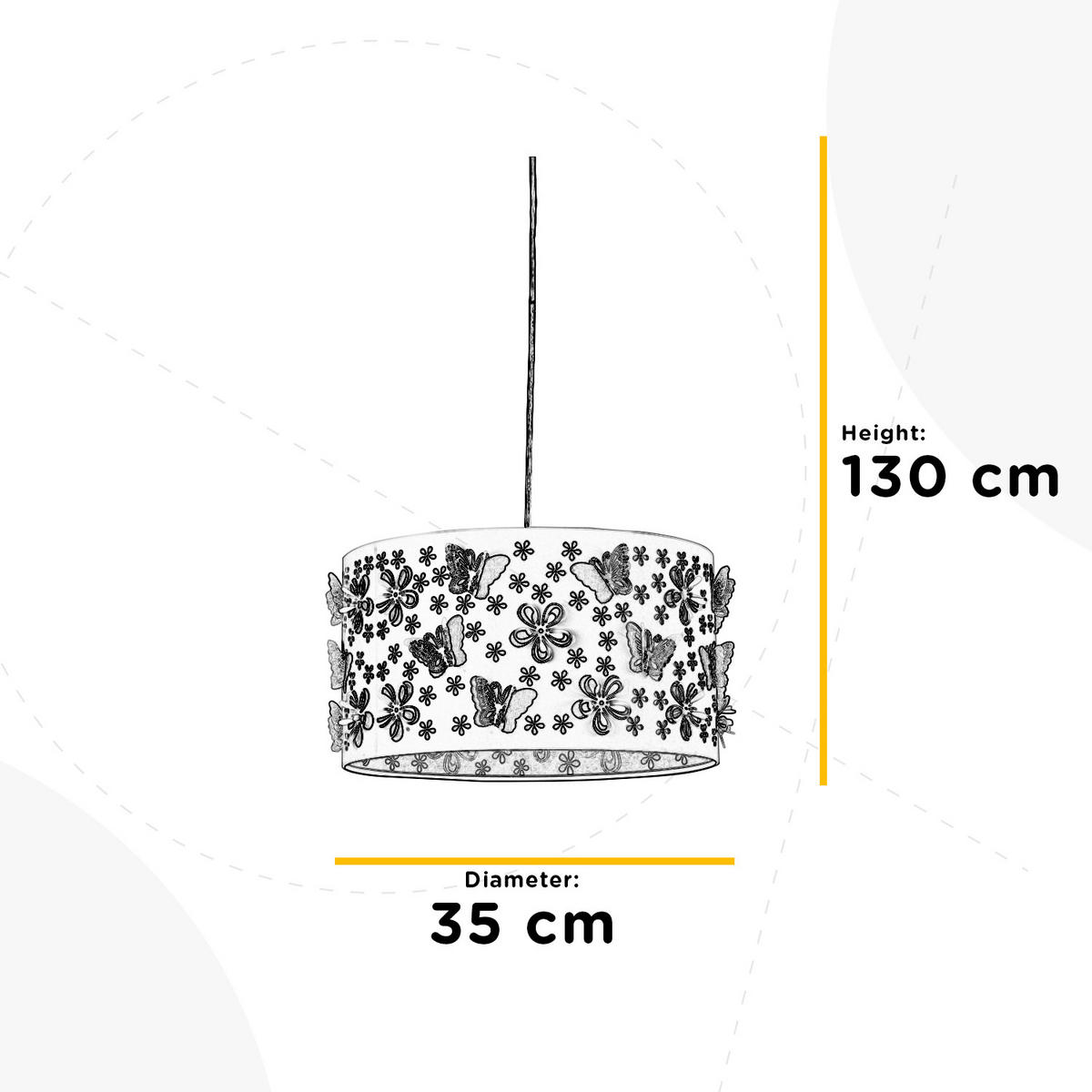 DĚTSKÉ ZÁVĚSNÉ SVÍTIDLO, 35/130 cm  - bílá/šeříková, Lifestyle, kov/textil (35/130cm)