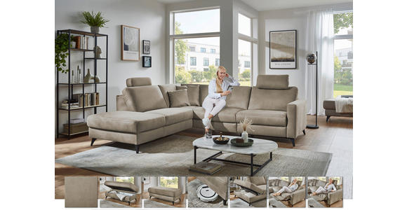 ECKSOFA Dieter Knoll Beigebraun Mikrofaser  - Beigebraun/Schwarz, Design, Textil/Metall (238/269cm) - Dieter Knoll