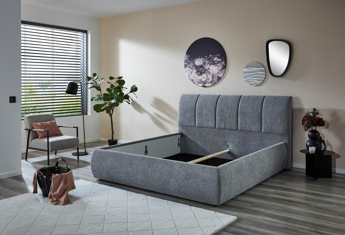 POLSTERBETT Silberfarben 180/200 cm  - Silberfarben/Schwarz, KONVENTIONELL, Kunststoff/Textil (180/200cm) - Carryhome