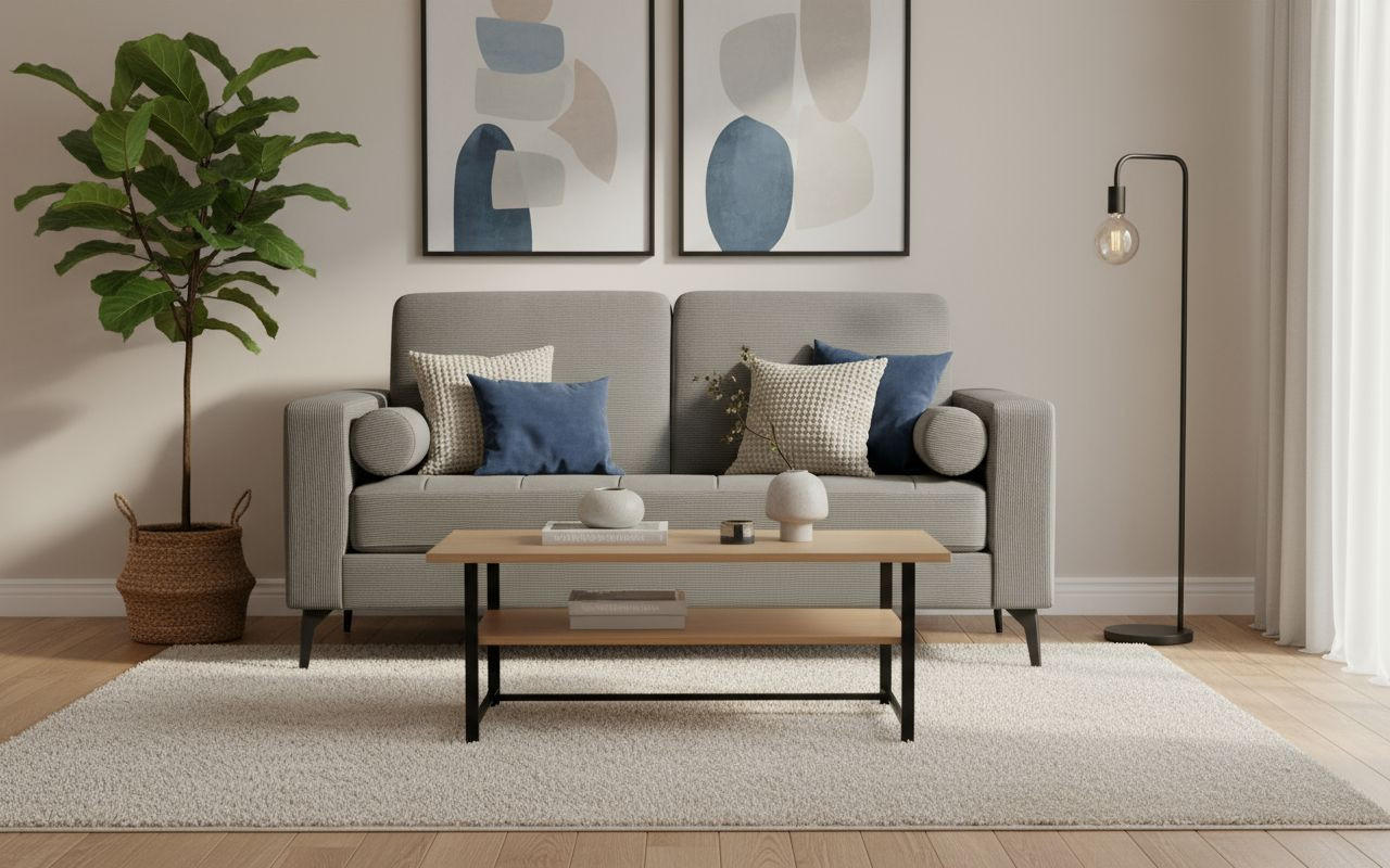 KÉTÜLÉSES KANAPÉ textil szürke  - fekete/szürke, Modern, textil/fém (142/82/76cm) - MID.YOU