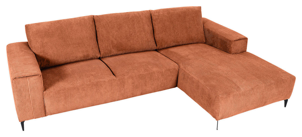 ECKSOFA in Cord Rostfarben  - Rostfarben/Schwarz, Konventionell, Textil/Metall (285/170cm) - Carryhome
