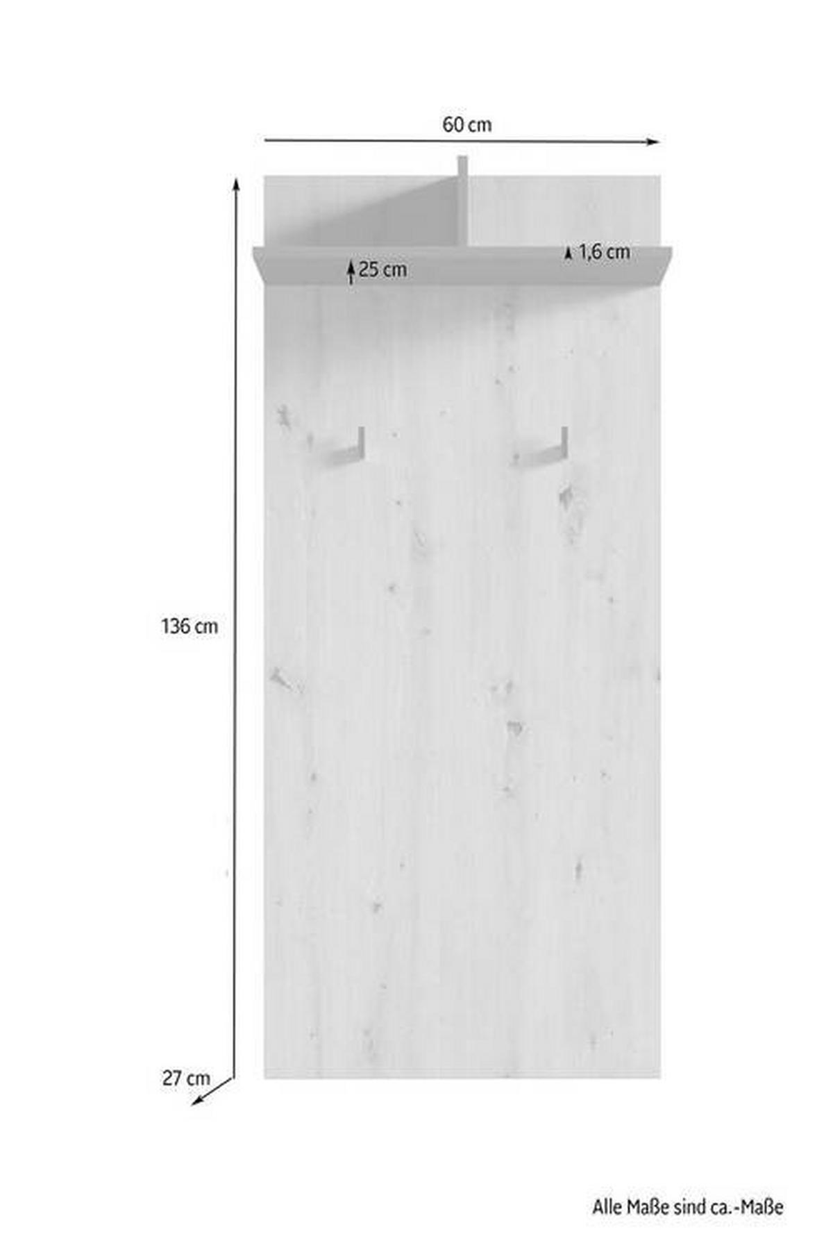GARDEROBENPANEEL  in 60/136/27 cm  - Anthrazit/Eiche Artisan, MODERN, Holzwerkstoff (60/136/27cm) - MID.YOU