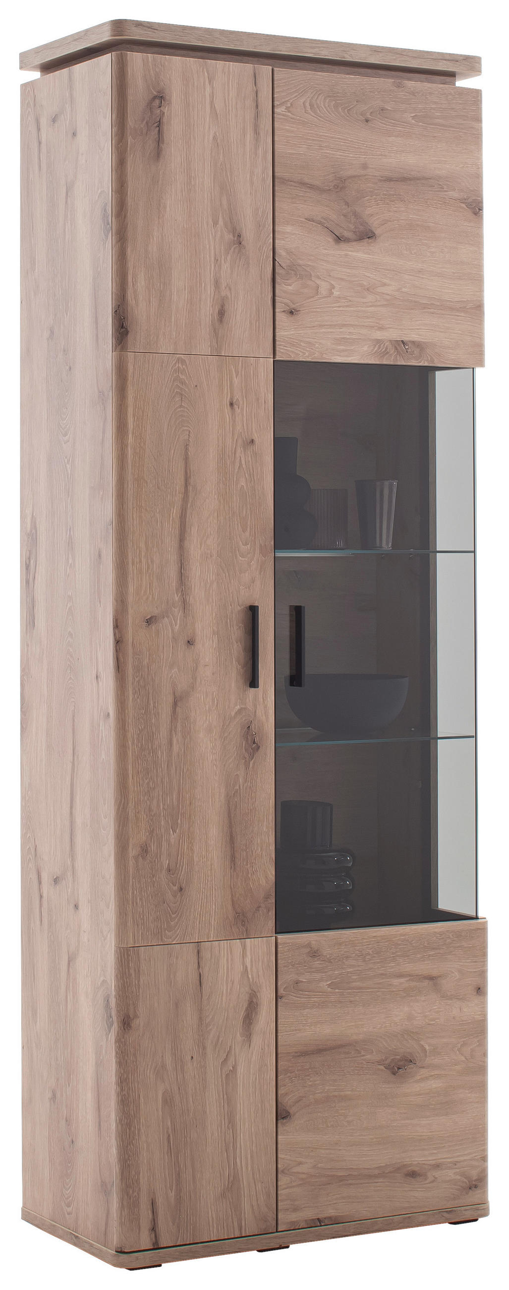 VITRINE Eiche dunkel 75/208/38 cm - Eiche dunkel/Anthrazit, Konventionell, Glas/Holzwerkstoff (75/208/38cm) - Cantus