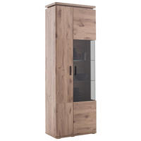 VITRINE Eiche dunkel  75/208/38 cm  - Eiche dunkel/Anthrazit, Konventionell, Glas/Holzwerkstoff (75/208/38cm) - Cantus