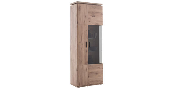 VITRINE Eiche dunkel 75/208/38 cm - Eiche dunkel/Anthrazit, KONVENTIONELL, Glas/Holzwerkstoff (75/208/38cm) - Cantus