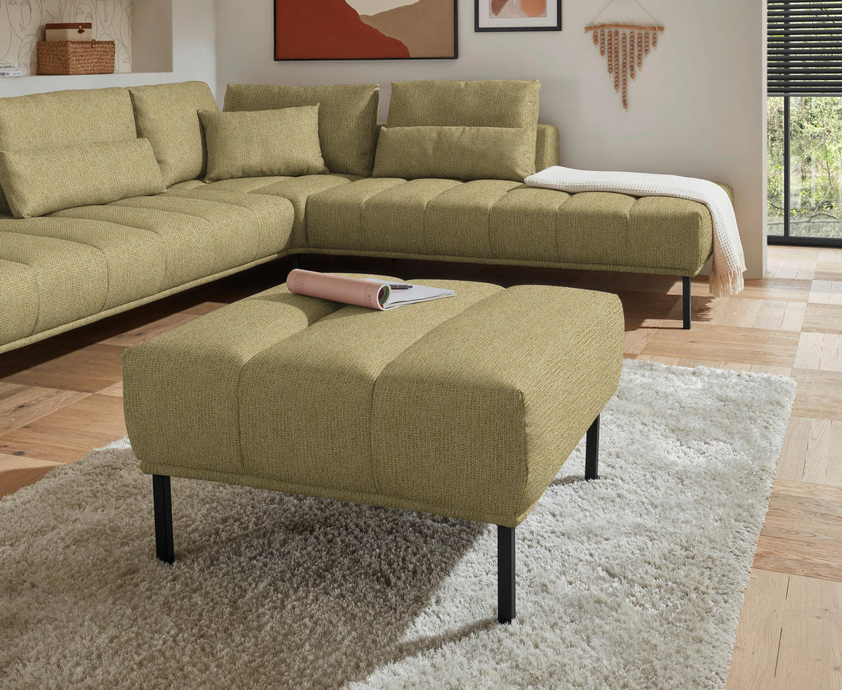 ECKSOFA  in Flachgewebe Grün, Goldfarben  308/270 cm  - Goldfarben/Schwarz, Design, Textil/Metall (308/270cm) - Pure Home Lifestyle