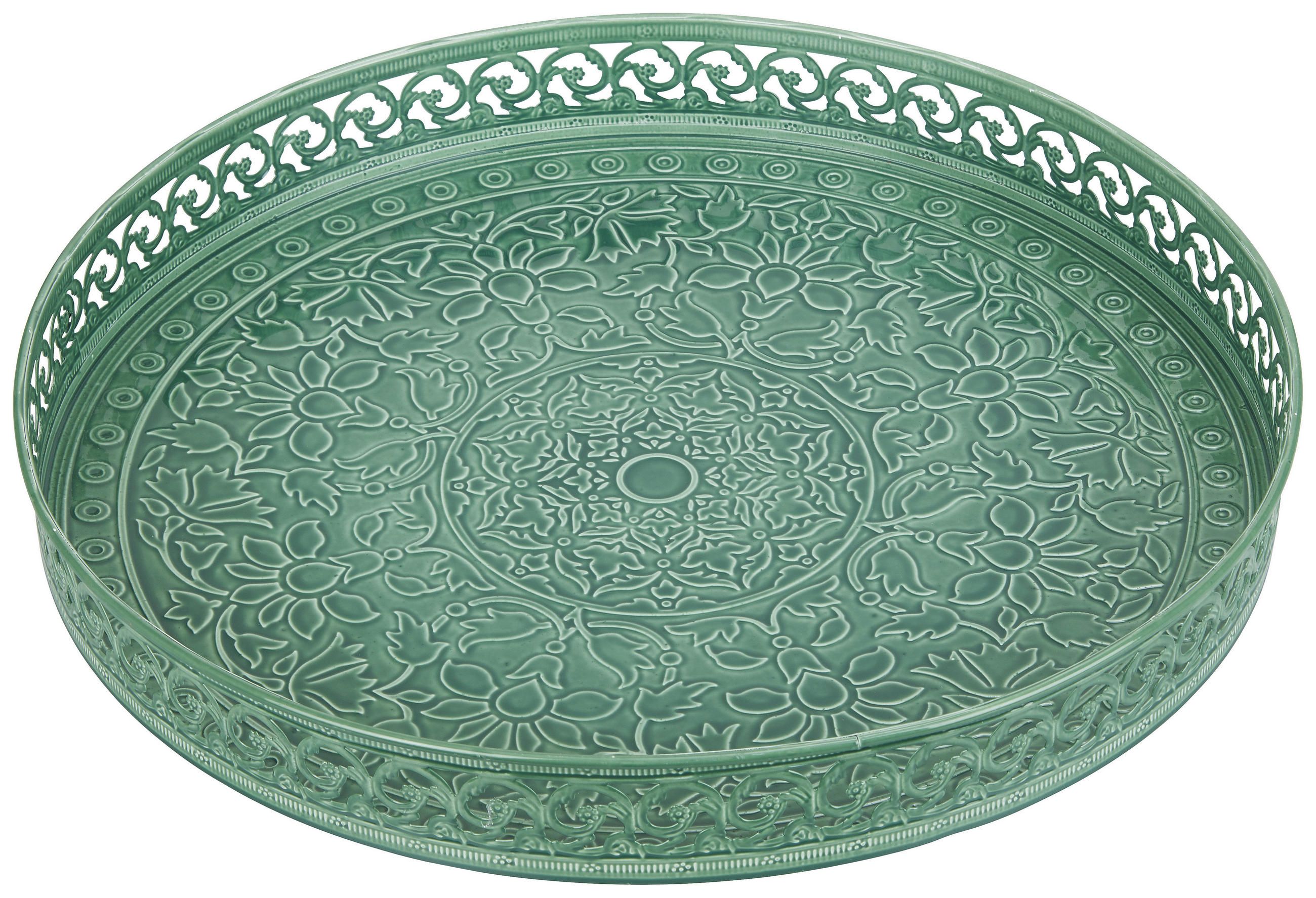 POSLUŽAVNIK DEKORATIVNI  - zelena, Basics, metal (39/4cm) - Ambia Home