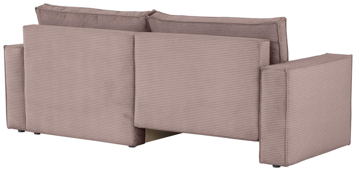 ECKSOFA in Feincord Altrosa  - Schwarz/Altrosa, Konventionell, Kunststoff/Textil (242/151cm) - Carryhome