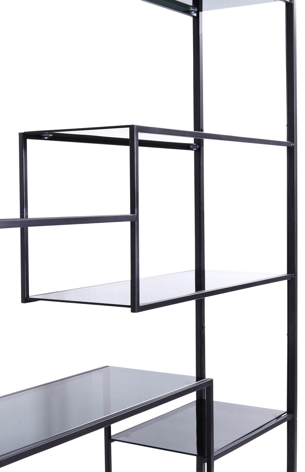 REGAL Anthrazit, Schwarz  - Anthrazit/Schwarz, Design, Glas/Metall (115/195/30cm) - Kare-Design