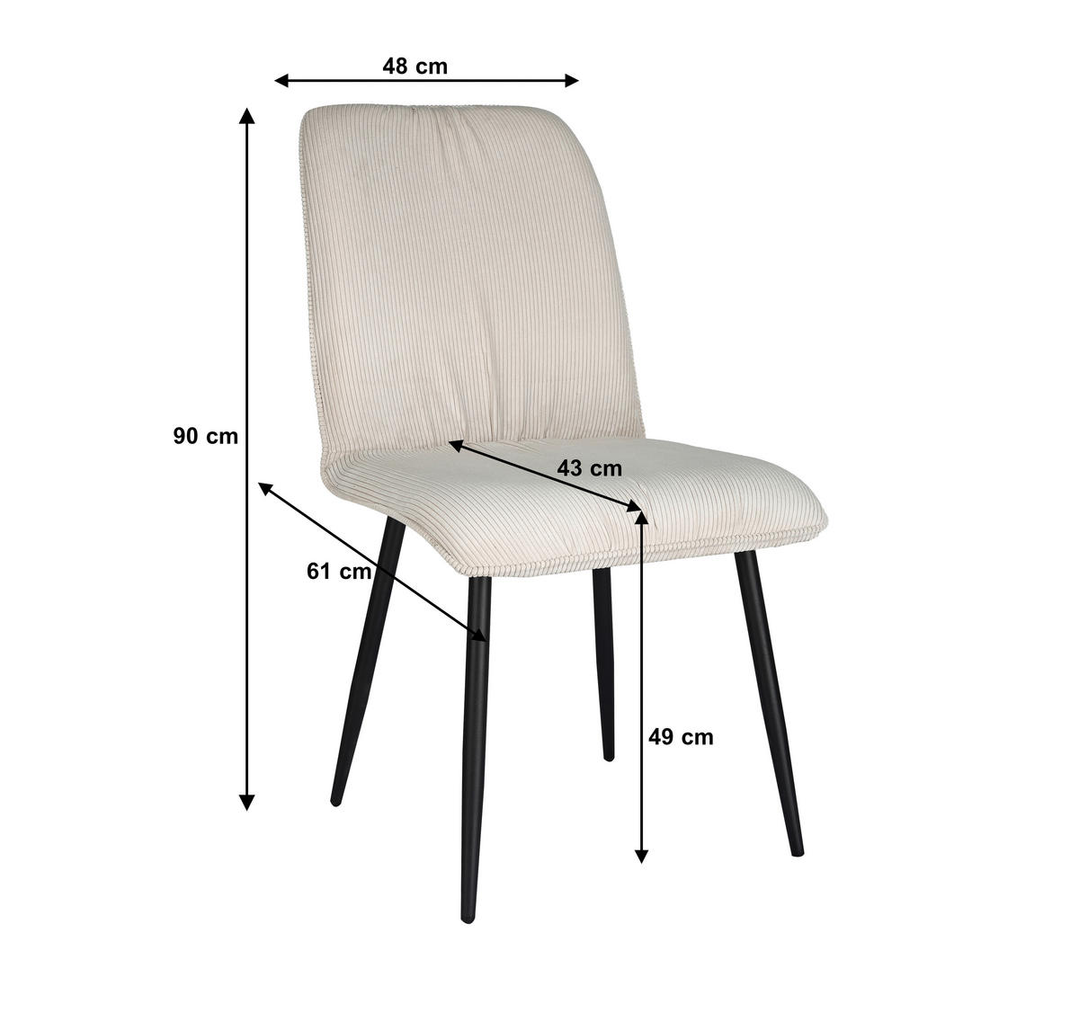 STOL, kovina, tekstil črna, bež  - črna/bež, Design, kovina/tekstil (49/90/61cm) - Stylife
