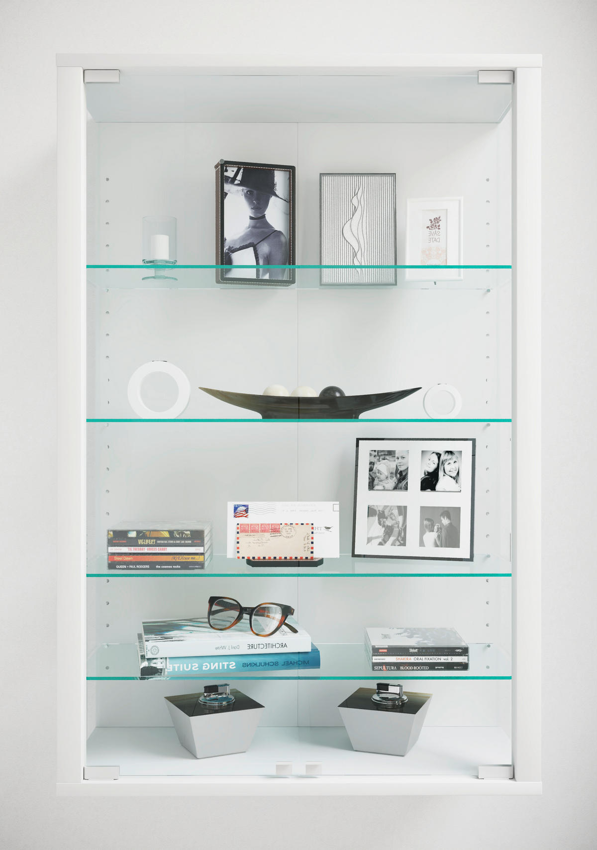 Vitrină Suspendată, străveziu, alb  - alb/străveziu, Design, plastic/sticlă (59/91/25cm) - Livetastic