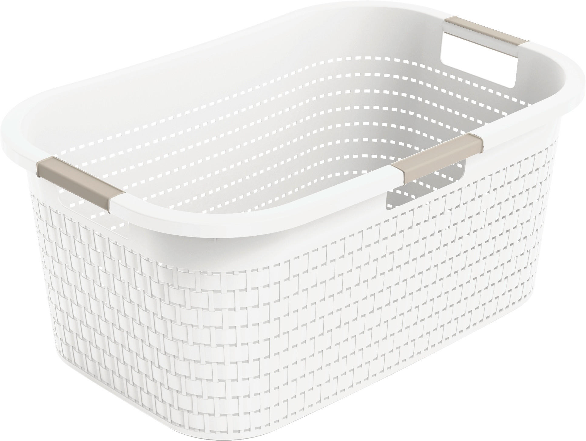 KÔŠ NA BIELIZEŇ, biela - biela, Basics, plast (58/38,9/25,1cm) - Rotho