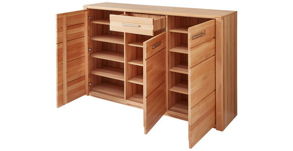 SCHUHSCHRANK 160/100/40 cm - Edelstahlfarben/Buchefarben, Natur, Holz/Holzwerkstoff (160/100/40cm) - Linea Natura