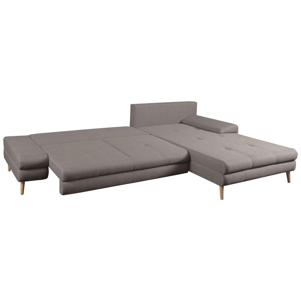 Thumbnail - Mid.you Ecksofa, Greige, Textil, Erle, massiv, Uni, 5-Sitzer, seitenverkehrt montierbar, L-Form, 313x215 cm, Made in EU,...