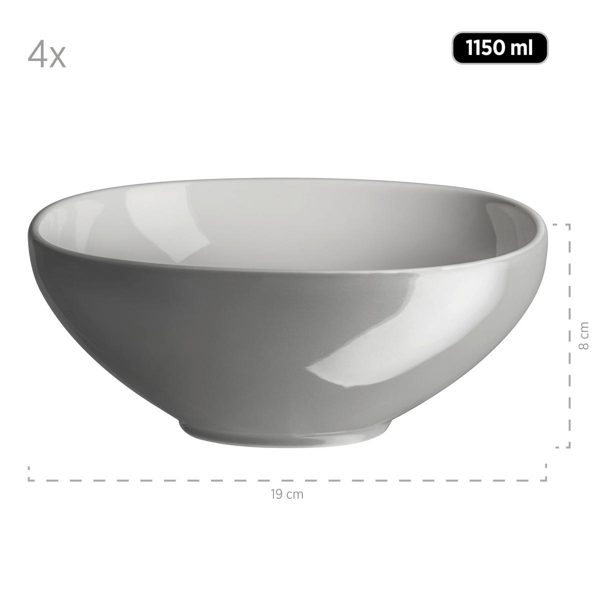 KOMBISERVICE 16-teilig  - Grau, Basics, Keramik - Mäser