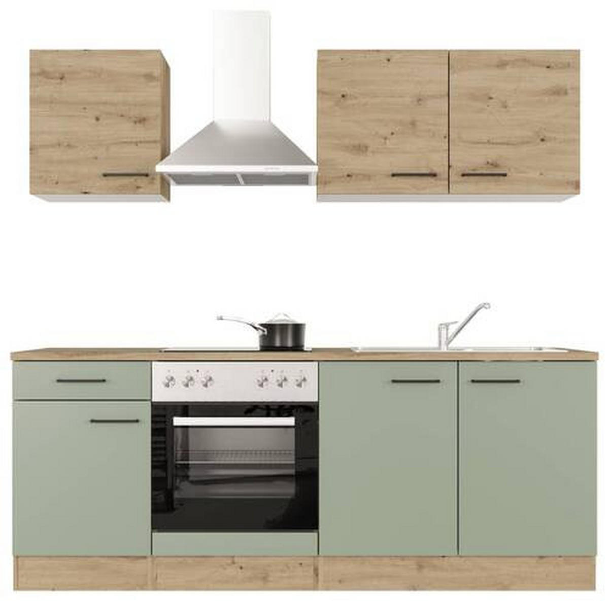 KUCHYNSKÁ LINKA CARA - čierna/zelená, Modern, kov/kompozitné drevo (210cm) - FlexWell