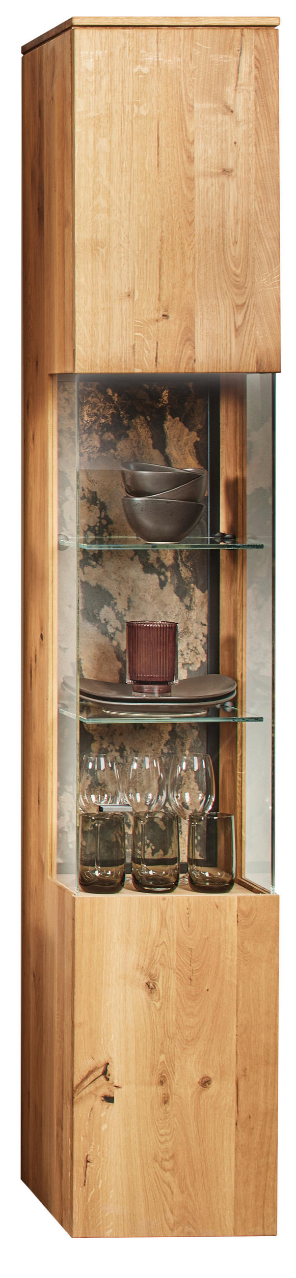 VITRINE Eichefarben  35/205,7/39,5 cm  - Eichefarben/Schwarz, Natur, Glas/Holz (35/205,7/39,5cm) - Valnatura