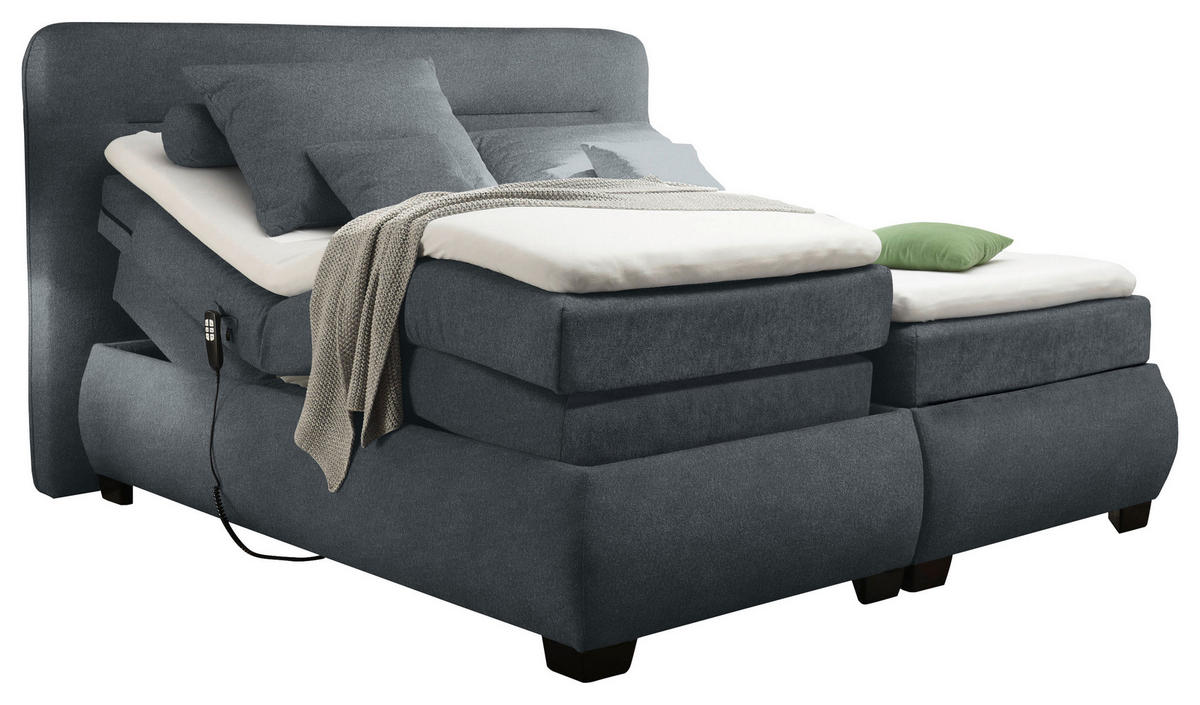 BOXSPRING-ÁGY 160/200 cm  antracit  - fekete/antracit, Konventionell, műanyag/textil (160/200cm) - MID.YOU