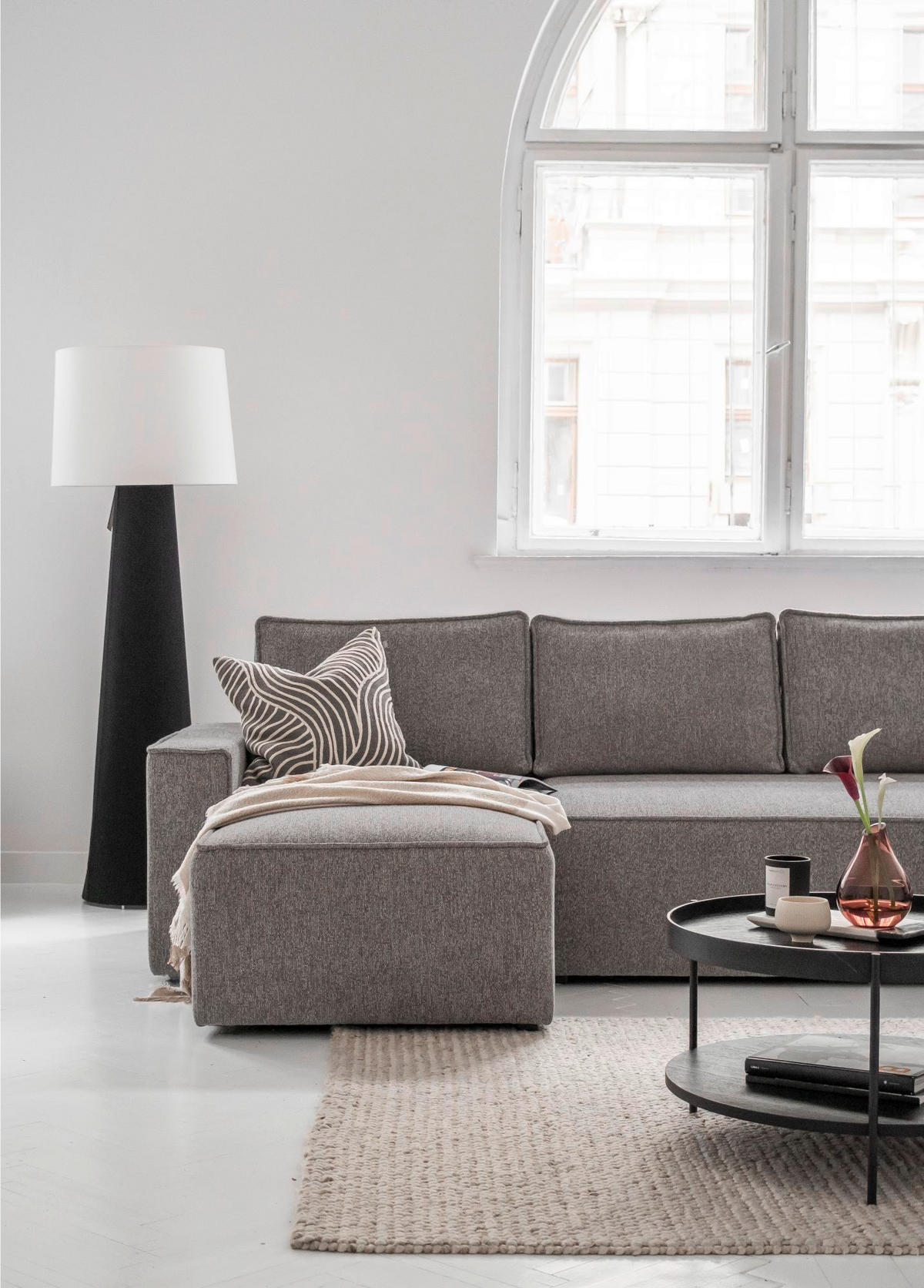 SJEDEĆA GARNITURA tekstil  siva   - bijela/siva, Design, tekstil/plastika (156/322/194cm) - MID.YOU