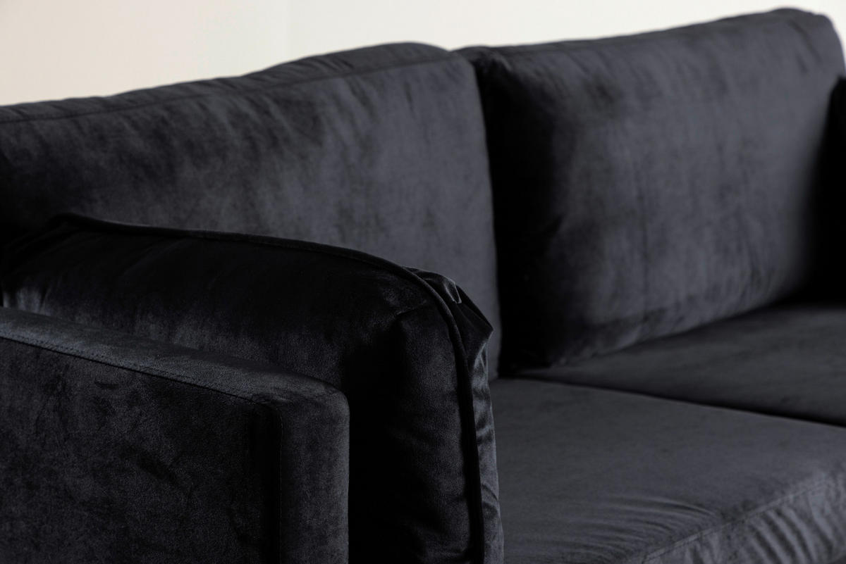 2-SITZER-SOFA in Schwarz, Goldfarben  - Goldfarben/Schwarz, Design, Textil/Metall (203/84/90cm) - Livetastic