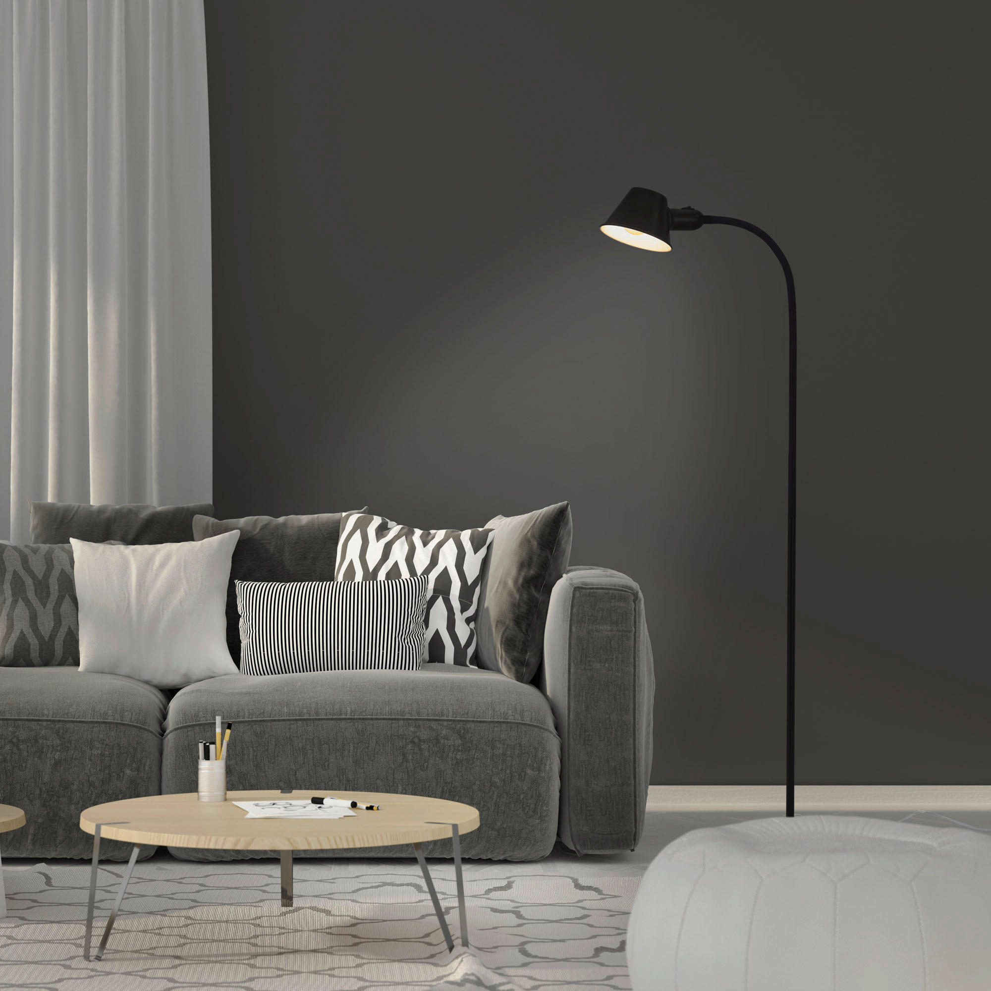 STOJACÍ LAMPA, 22/22/152 cm - černá, Design, kov (22/22/152cm)