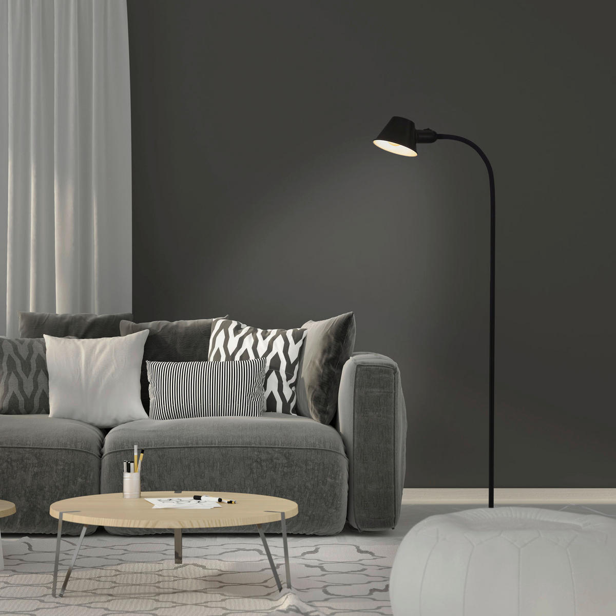 STOJACIA LAMPA, 22/22/152 cm - čierna, Design, kov (22/22/152cm)